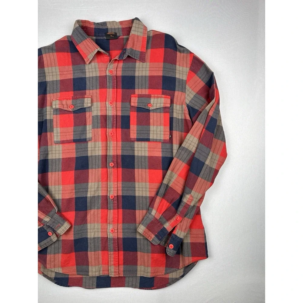 Nike 6.0 Plaid Flannel Button Up Shirt Red Navy Skateboarding Size XL